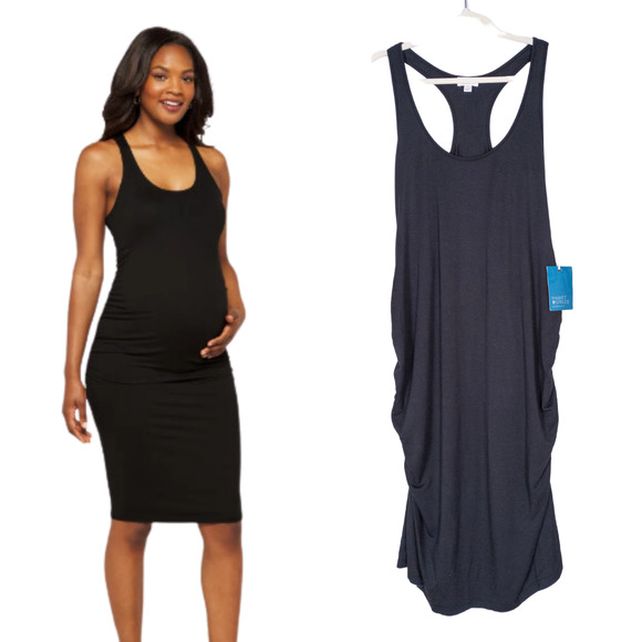 MARKET & SPRUCE Stitch Fix Black Ren Maternity Racerback Midi Dress Women's 2X - Picture 1 of 6
